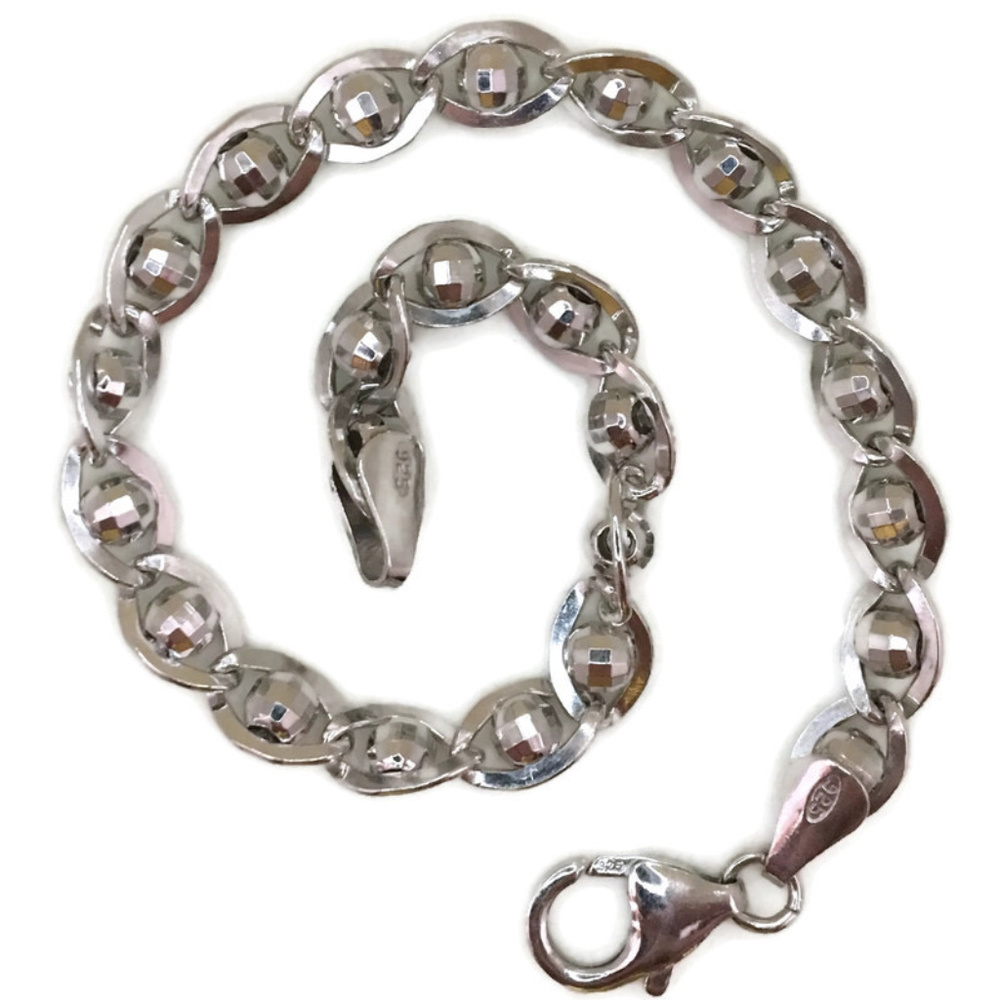 white gold on silver bracelet disco beads